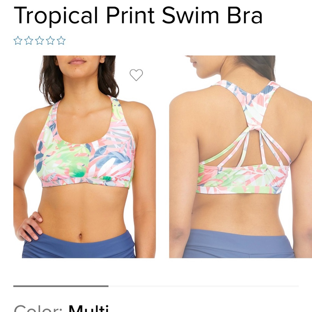 Ocean + Coast Tropical Leaf Pullover Swim Bra Or Bikini Soft Cup Medium New
